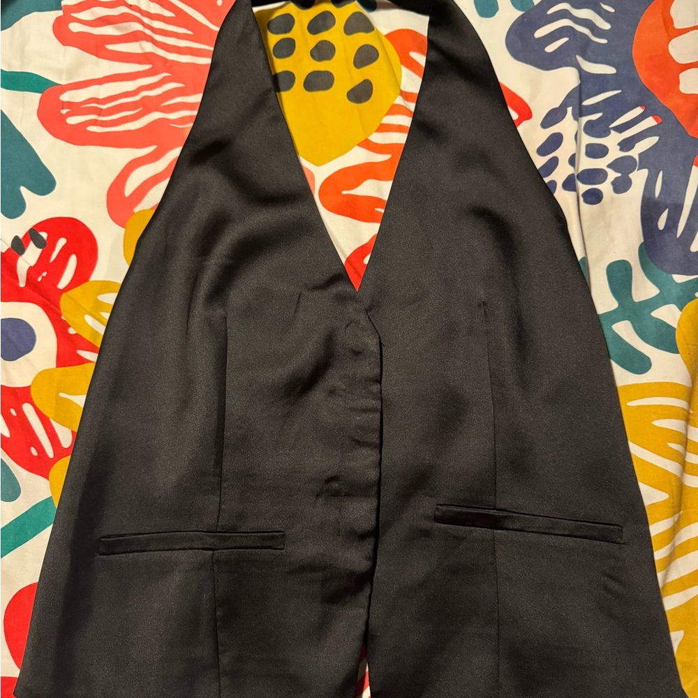 Zara Black Satin Vest